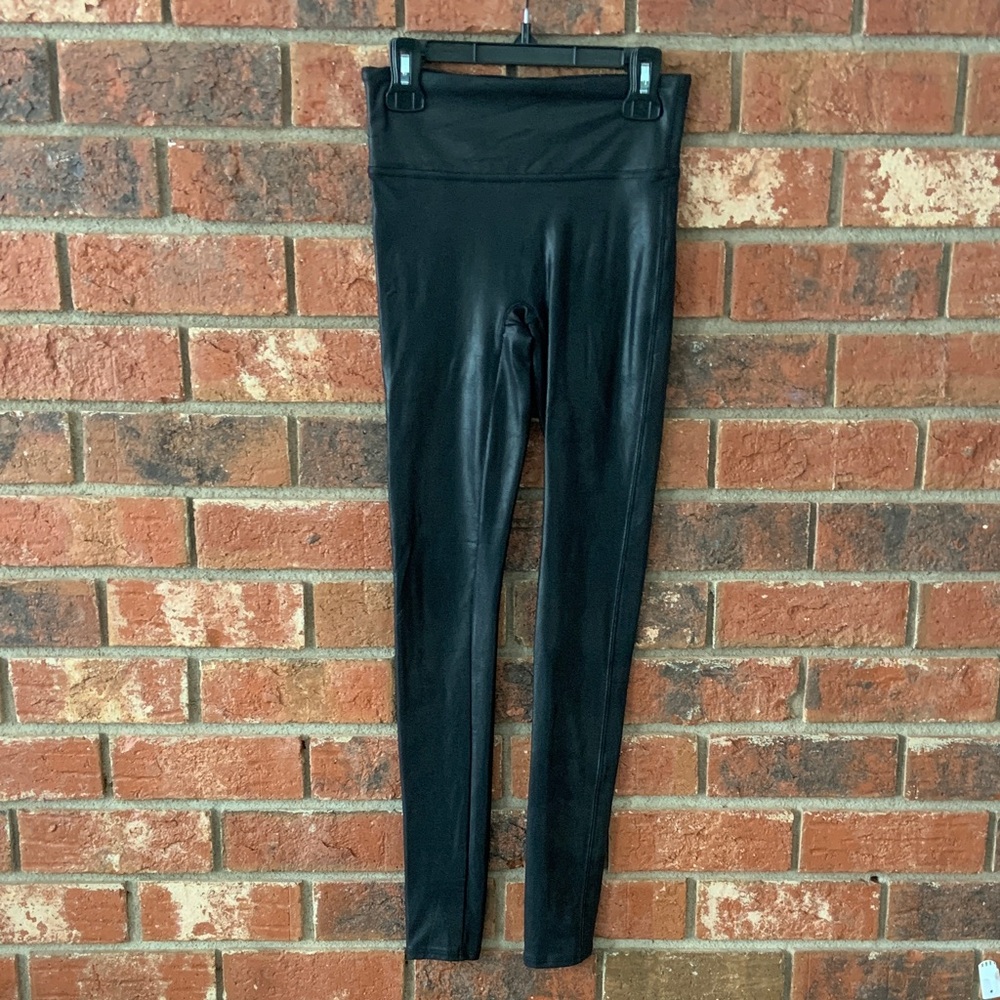 Spanx Black Faux Leather High Rise Leggings